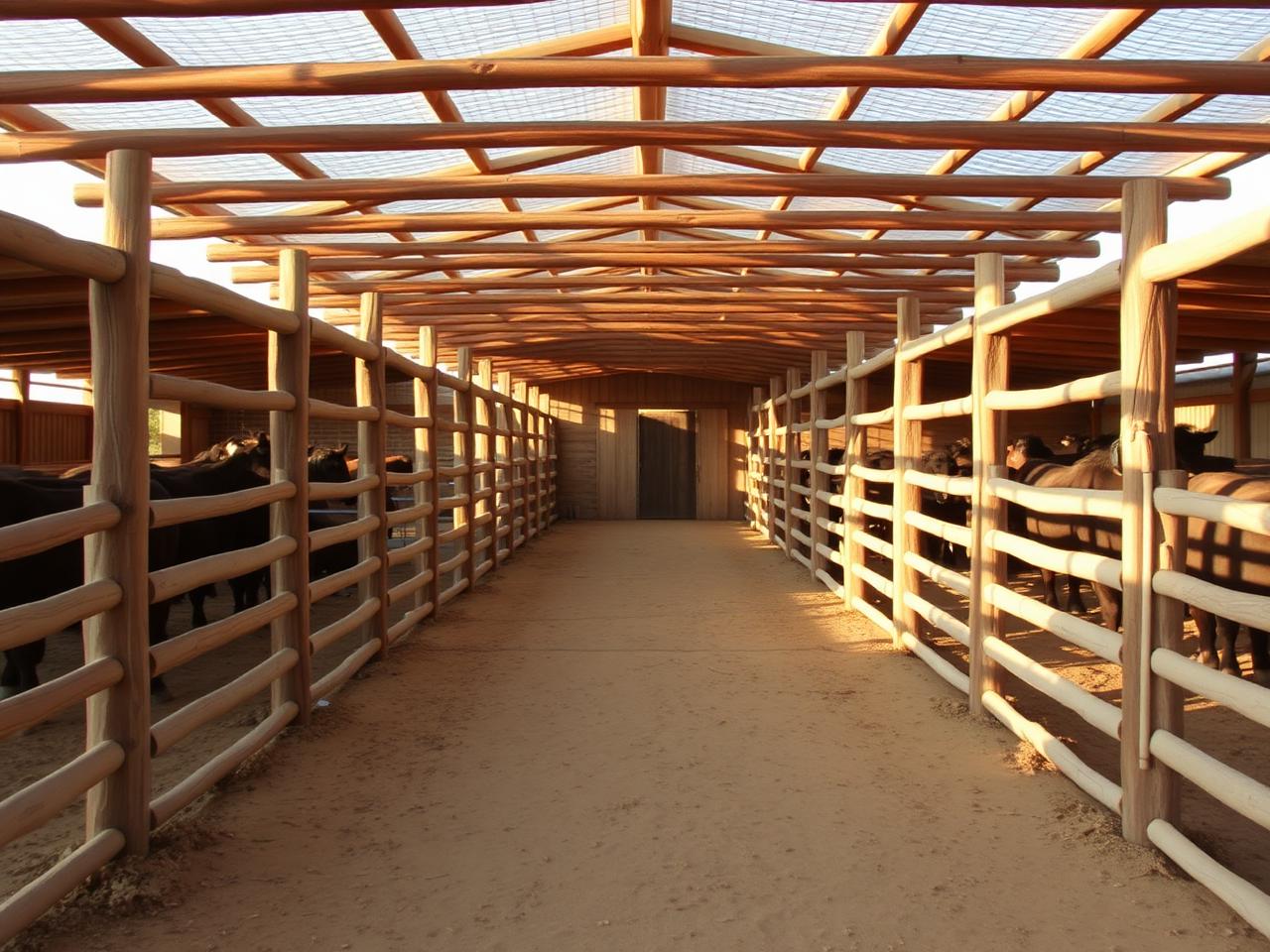 Corral limpio y profesional en rancho ganadero